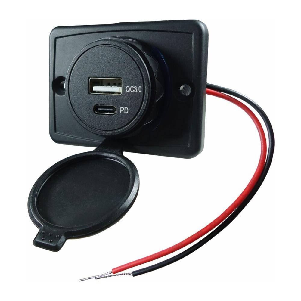 Tomada Quadrada USB e Tipo C Bivolt - DNI - 0588
