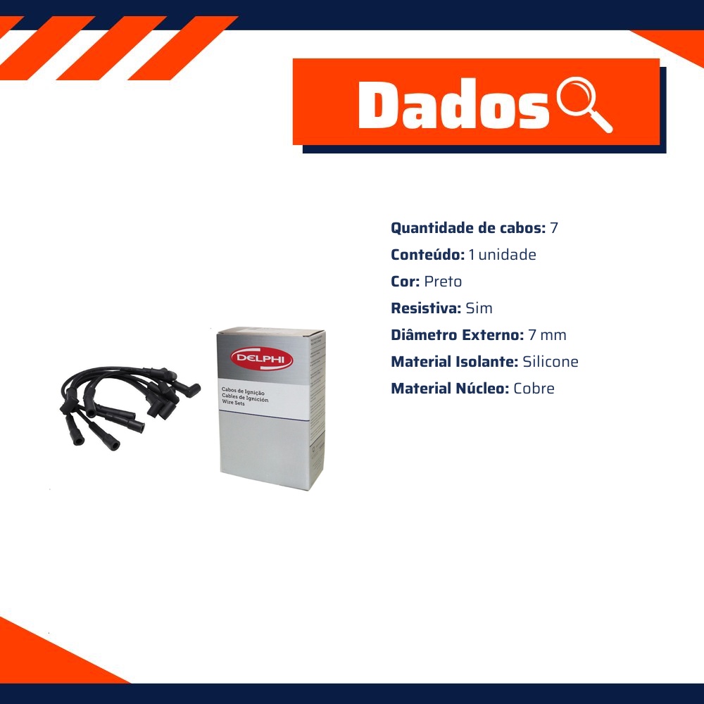 Jogo de Cabos de Vela para Jeep Grand Cherokee - Delphi - XS10649