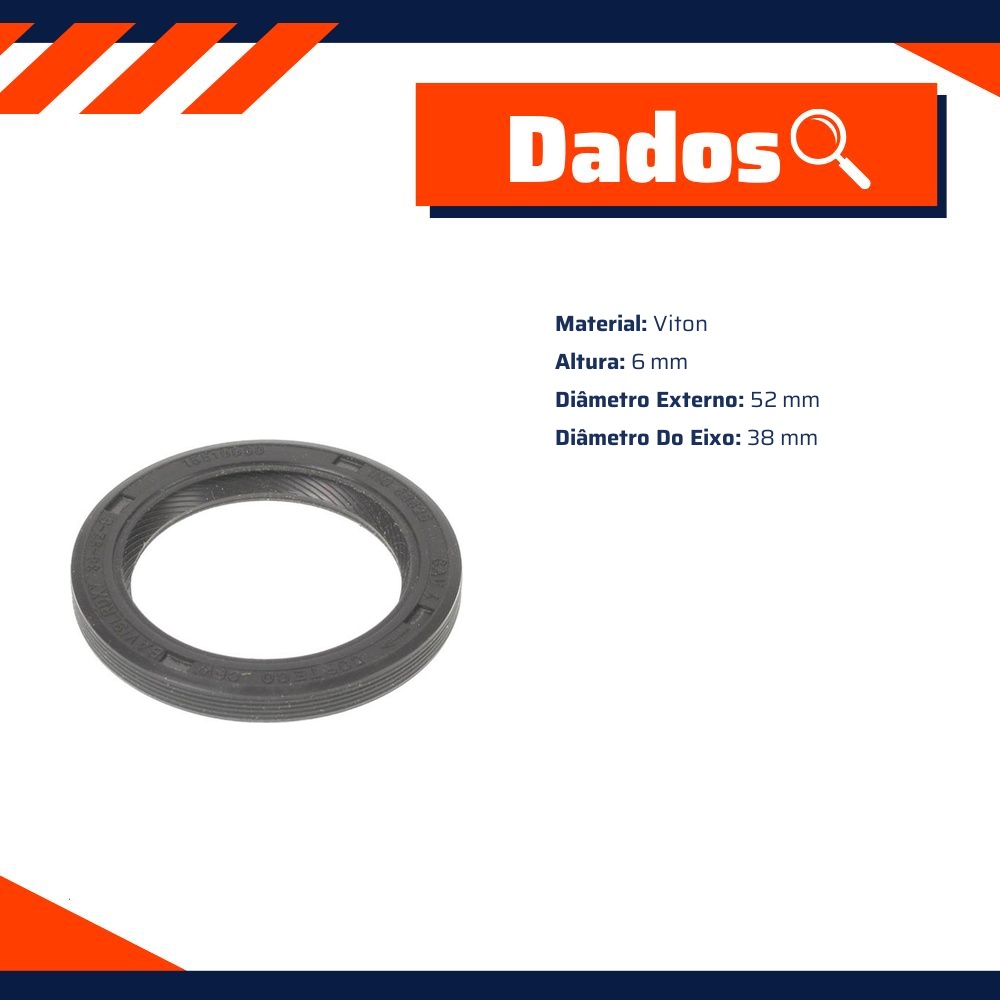 Retentor do Comando 38 x 52 x 6 mm - Corteco - 7430V