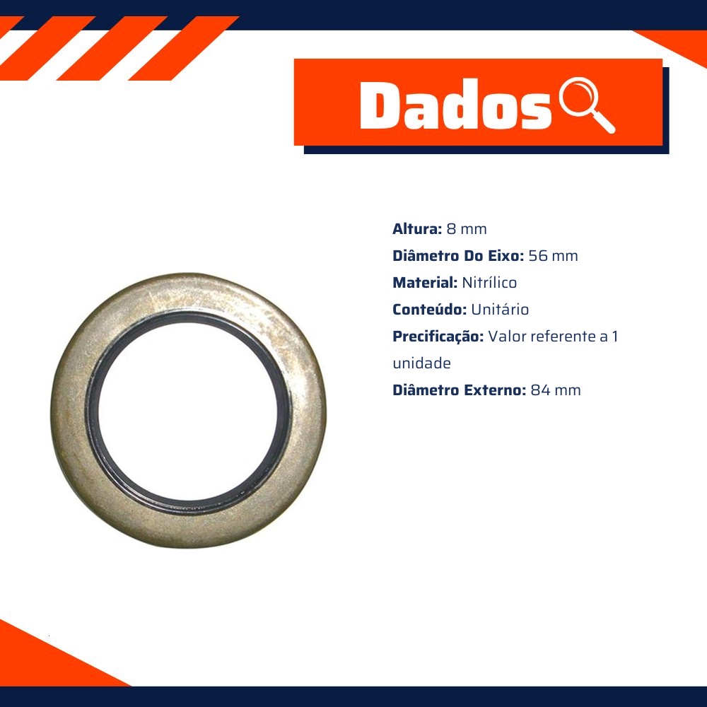 Retentor do Cubo de Roda 56 x 84 x 8 mm - Corteco - 7753N