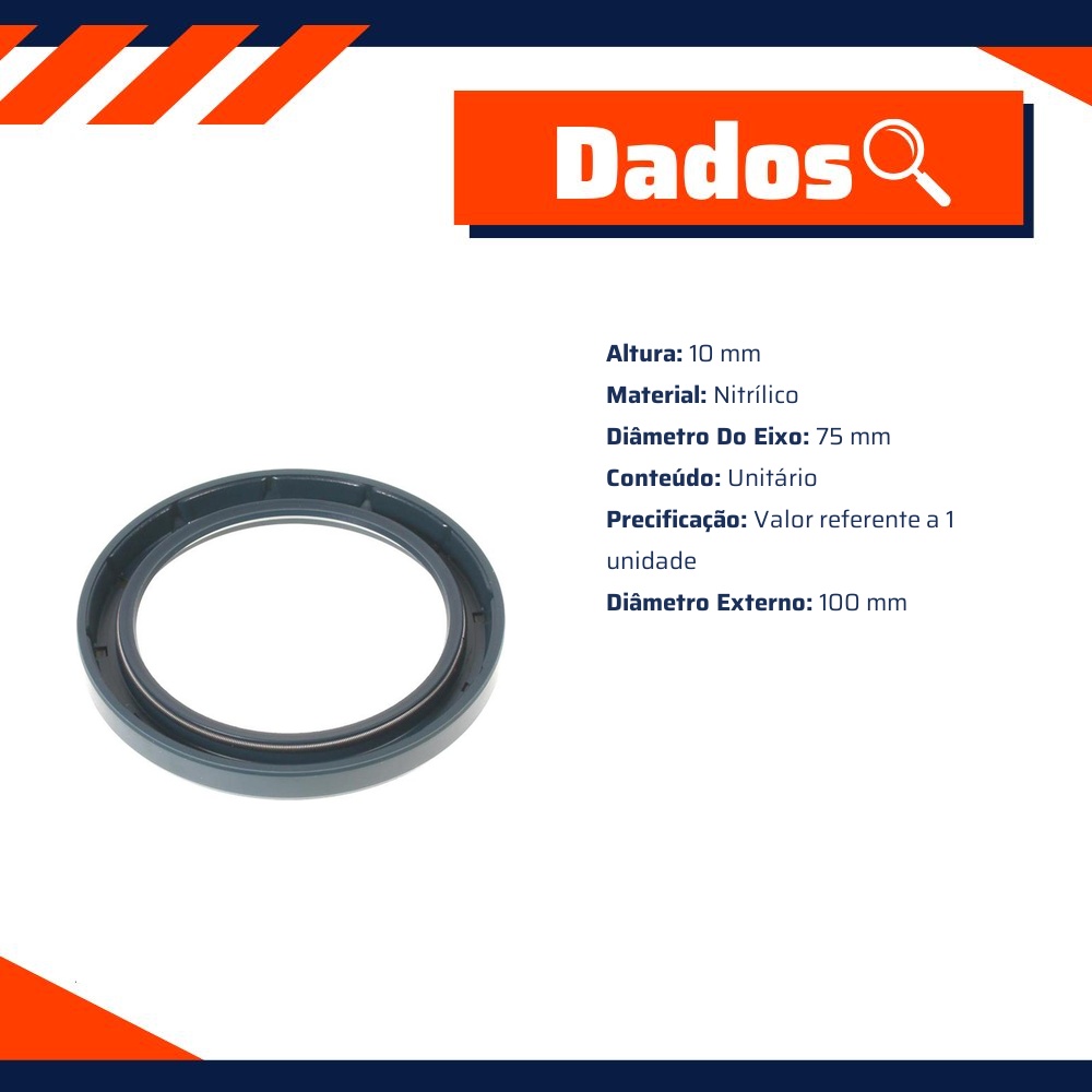 Retentor do Cubo de Roda 75 x 100 x 10 mm - Corteco - 2362N
