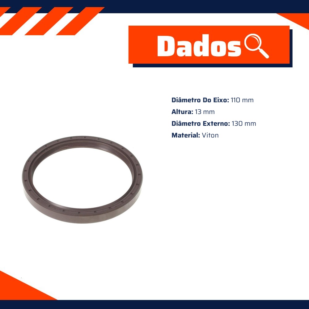 Retentor do Virabrequim 110 x 130 x 13 mm - Corteco - 124V