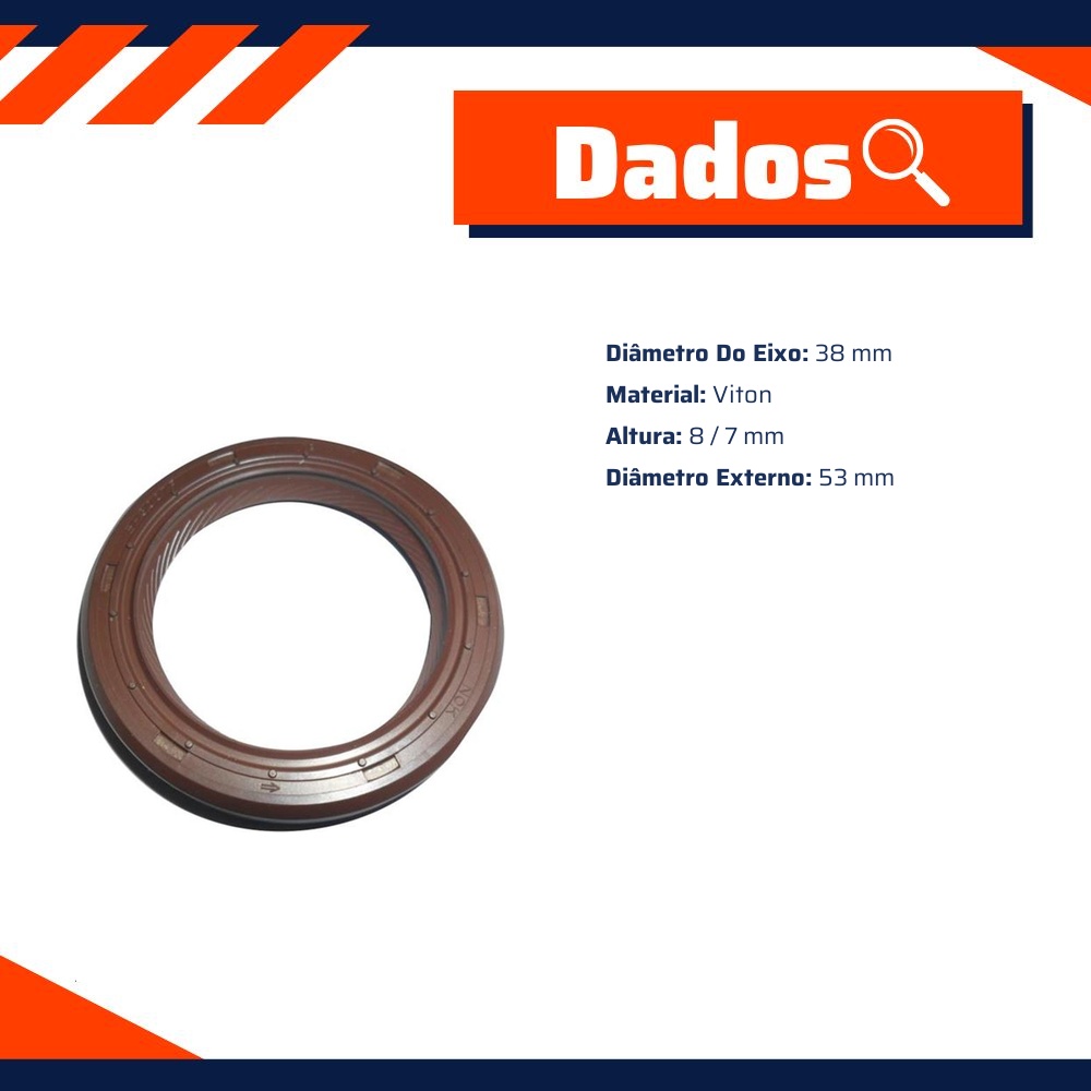 Retentor do Virabrequim 38 X 53 X 8/7 mm para Honda Accord - Corteco - 8311V