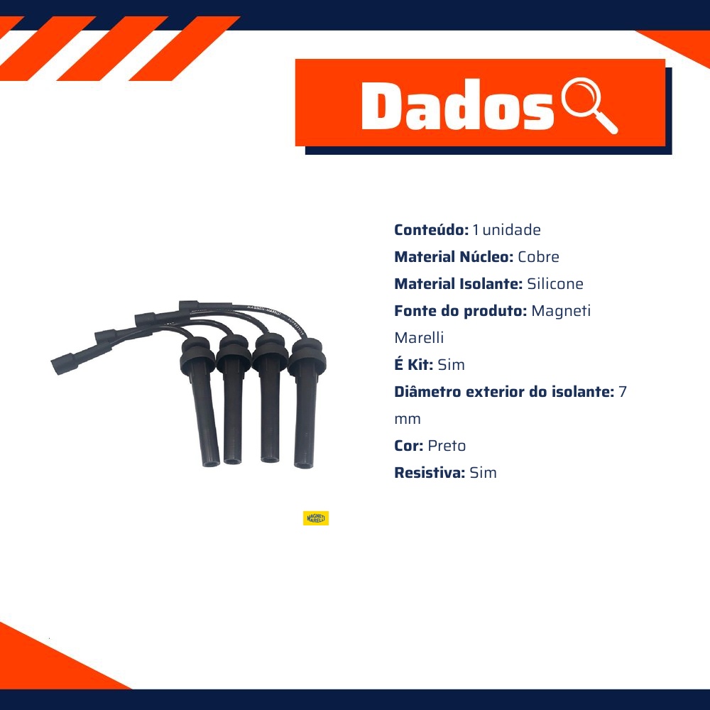 Jogo de Cabos de Vela para Chrysler PT Cruiser - Magneti Marelli - CVMC6902