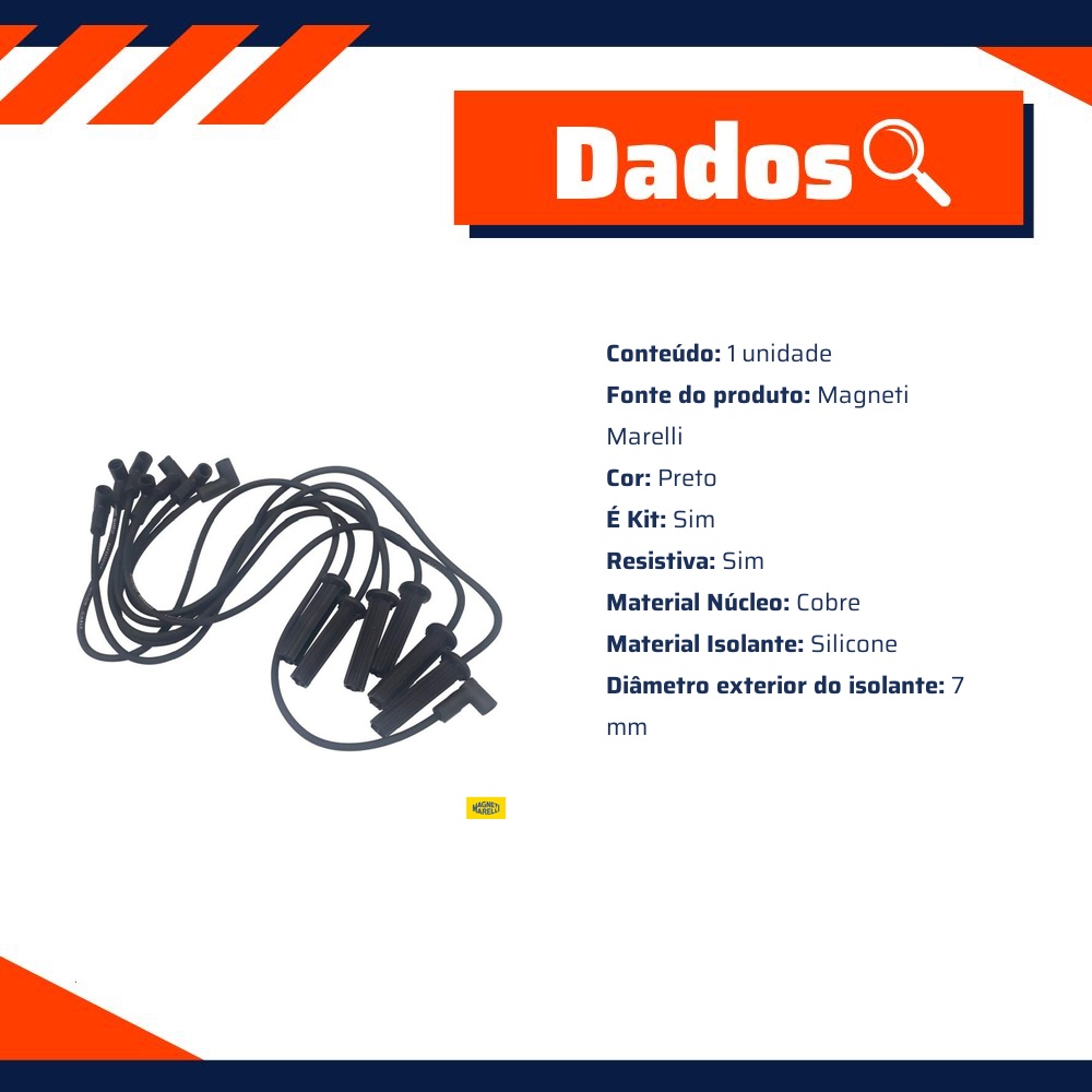 Jogo de Cabos de Vela para Dodge Dakota - Magneti Marelli - CVMC1102