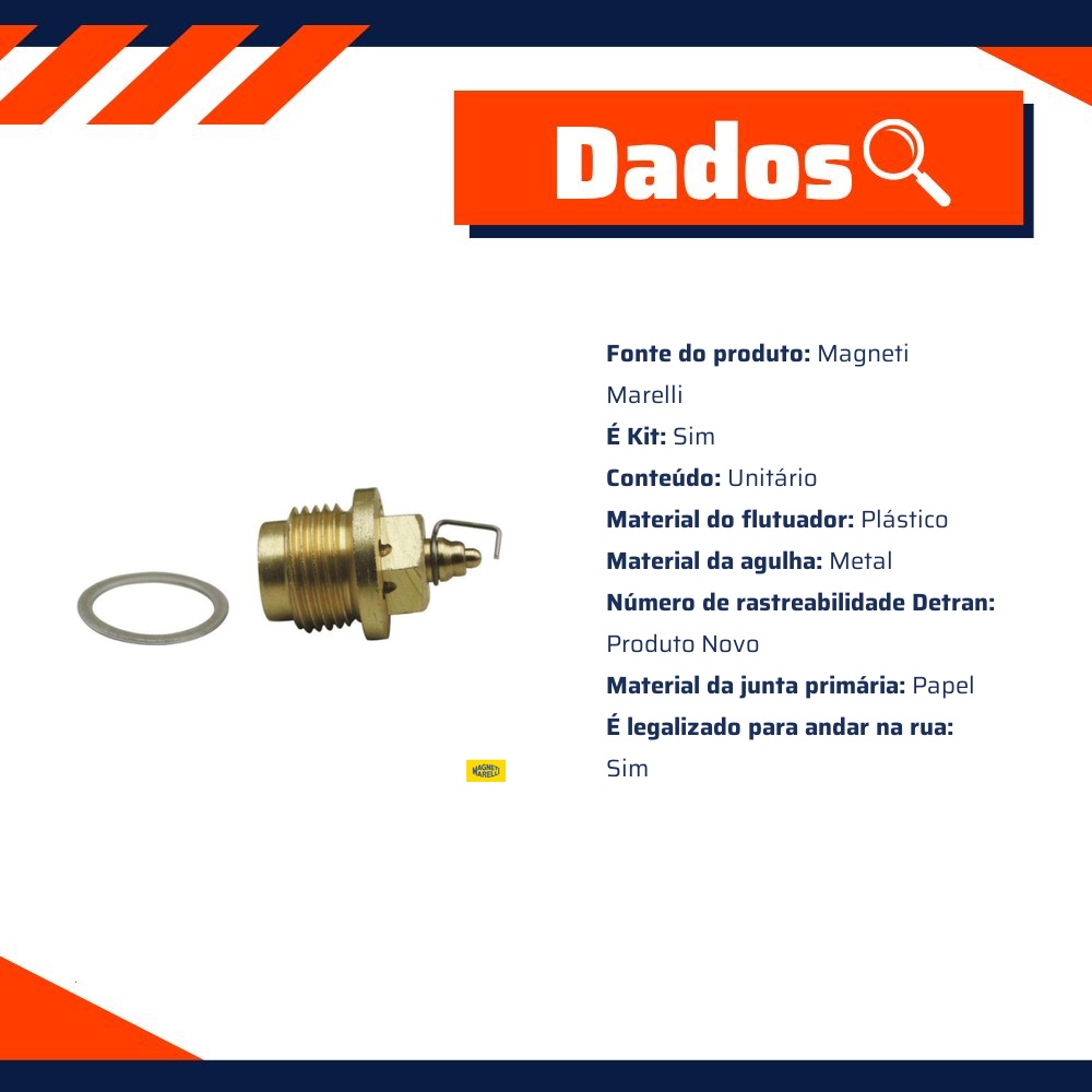 Conjunto De Válvula Da Bóia Do Carburador - Magneti Marelli - 48812802