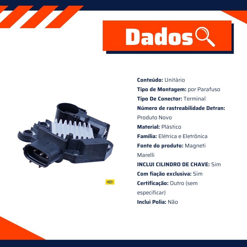 Regulador de Voltagem para Hyundai HR e KIA Bongo - Magneti Marelli - RV933