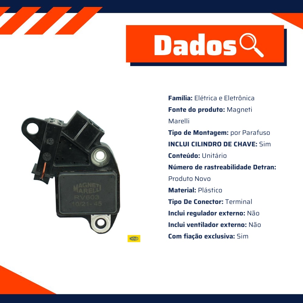 Regulador de Voltagem para Chery FACE - Magneti Marelli - RV603