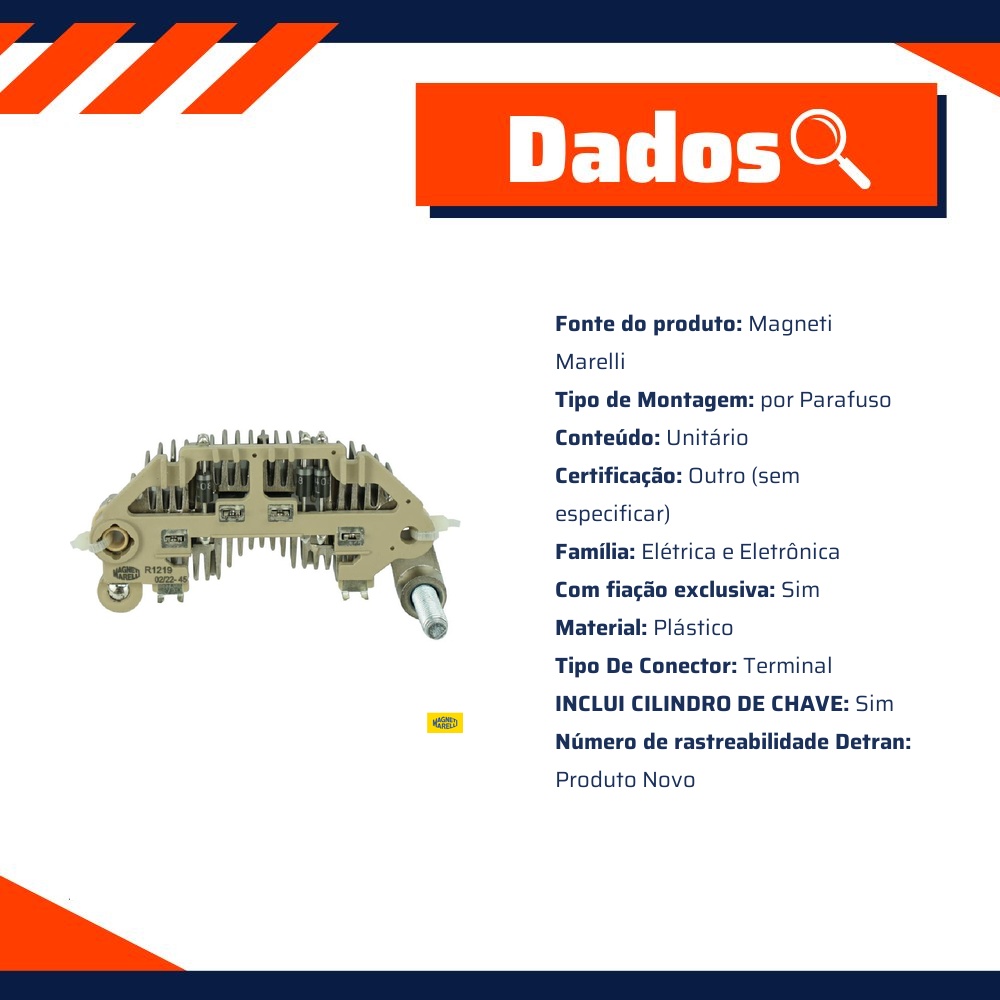 Regulador Retificador de Tensão para Hyundai Accent e Elantra - Magneti Marelli - R1219
