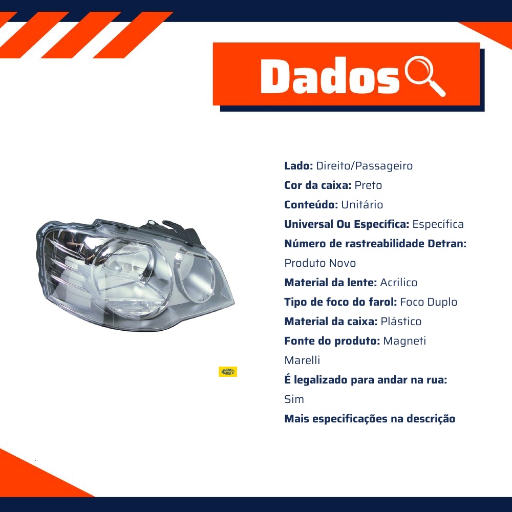 Farol Direito para Volkswagen Golf - Magneti Marelli - IMM0512006