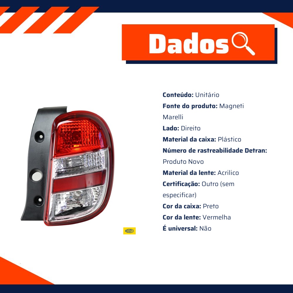 Lanterna Direita para Nissan March - Magneti Marelli - IMM0811009