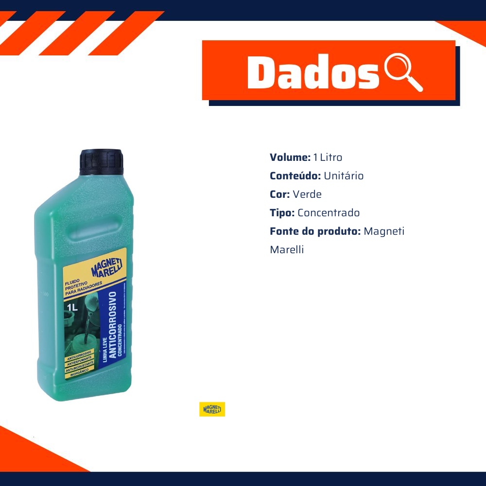 Aditivo para Radiador Verde Concentrado Anticorrosivo Inorgânico 1 Litro - Magneti Marelli - FRMM6003