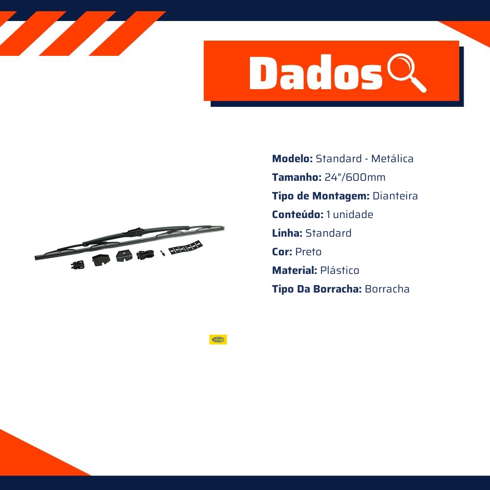 Palheta Dianteira Standard 24"/600Mm Metálica - Magneti Marelli - PMMHD24