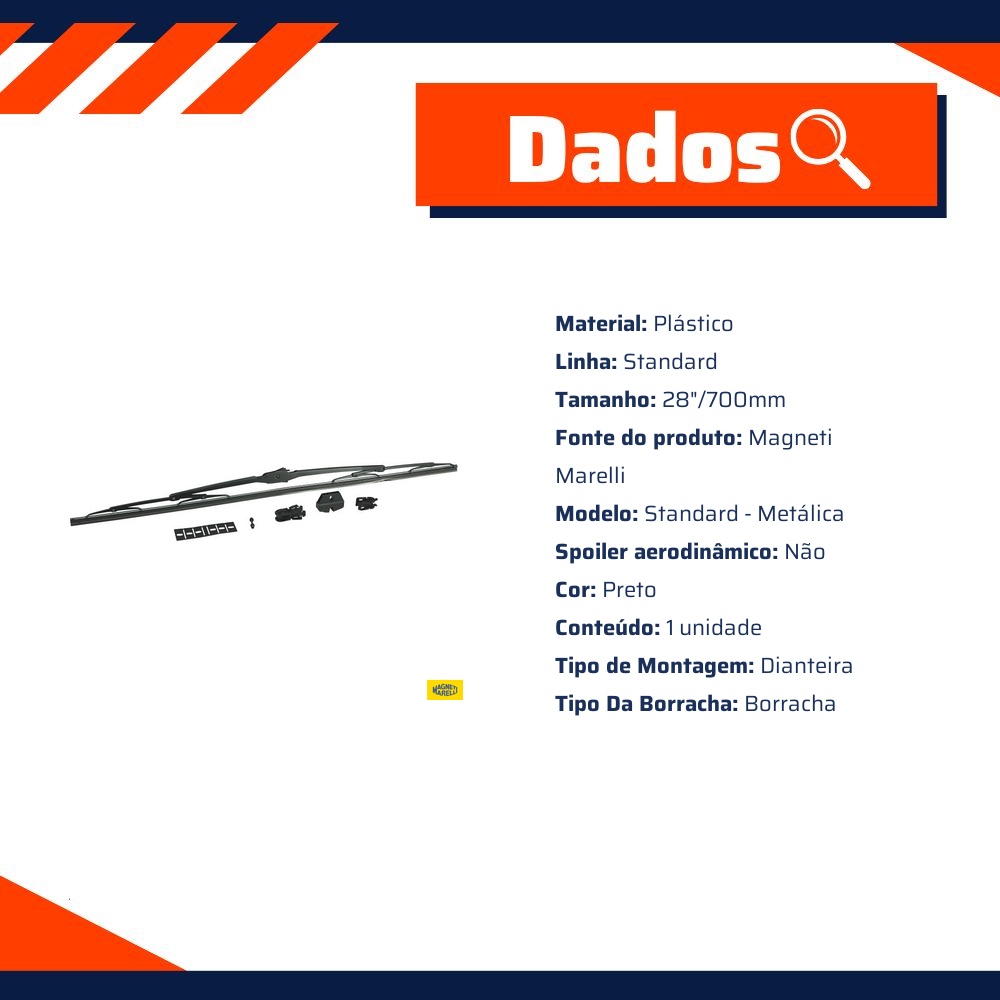 Palheta Dianteira Standard 28"/700Mm Metálica - Magneti Marelli - PMMHD28