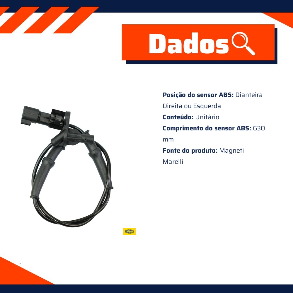Sensor ABS da Roda Dianteira para Chevrolet Agile e Montana - Magneti Marelli - ABSMM280-DD/DE