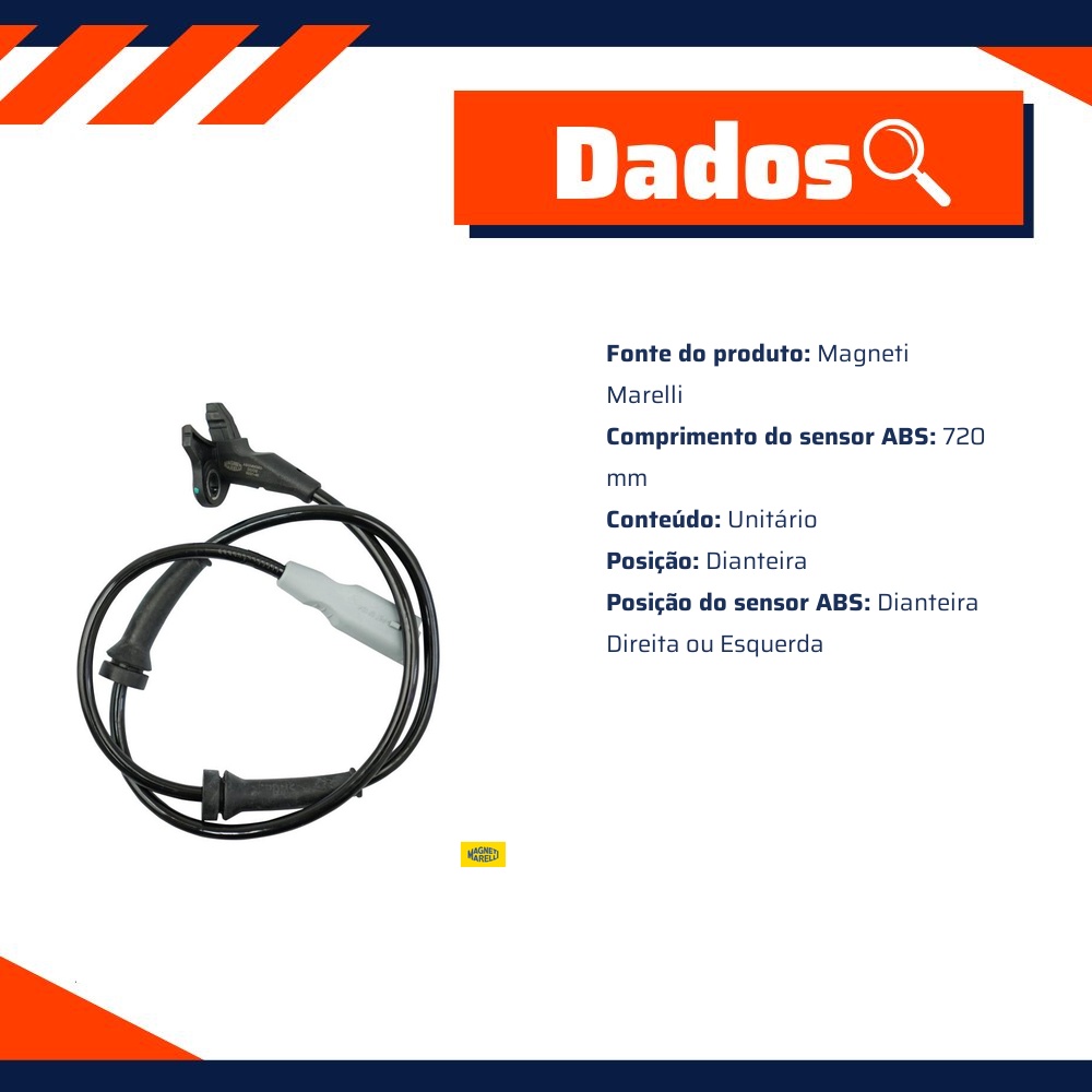Sensor ABS da Roda Dianteira para Citroen C4 e Peugeot 307 - Magneti Marelli - ABSMM380-DD/DE