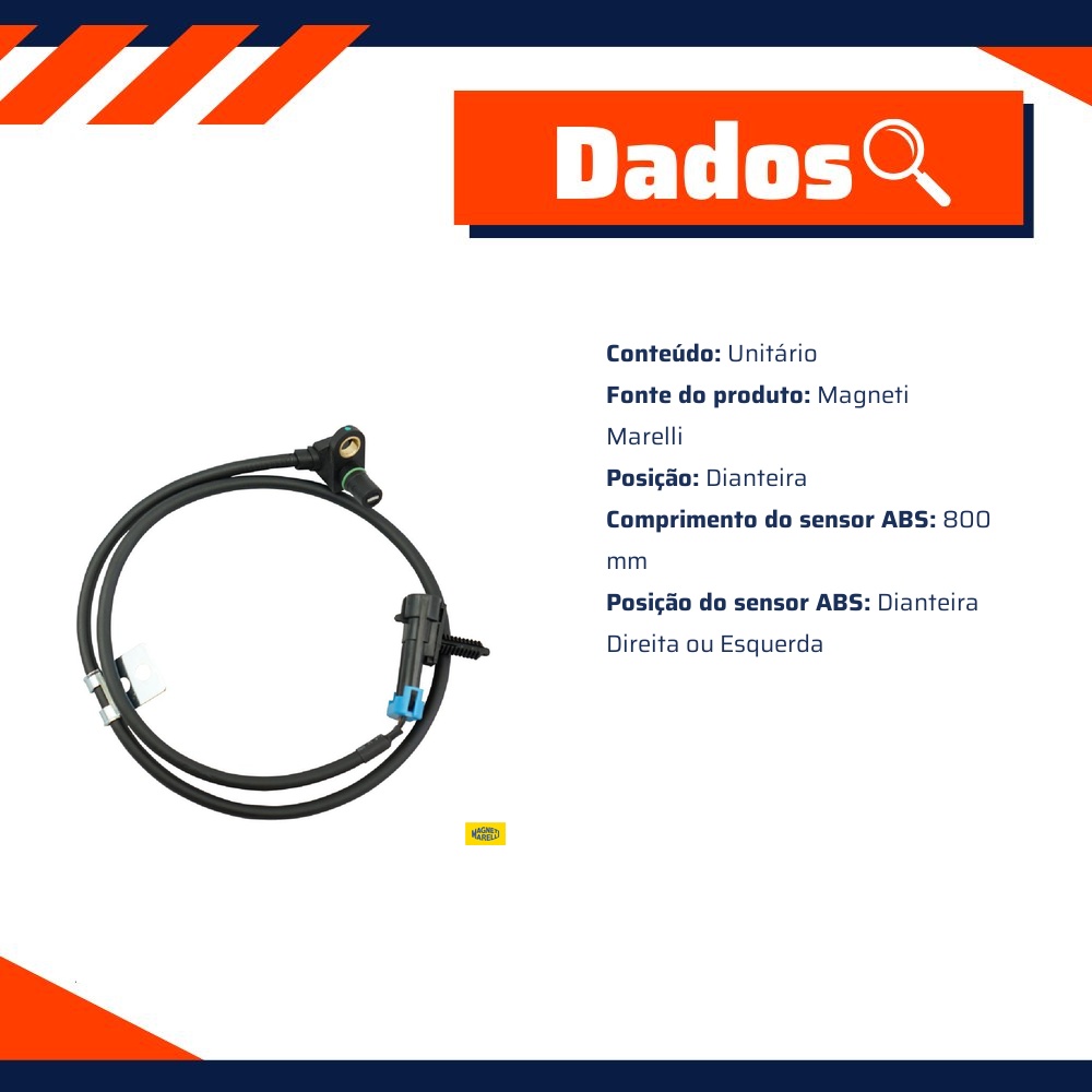 Sensor ABS da Roda Dianteira para Chevrolet S10 - Magneti Marelli - ABSMM320-DD/DE