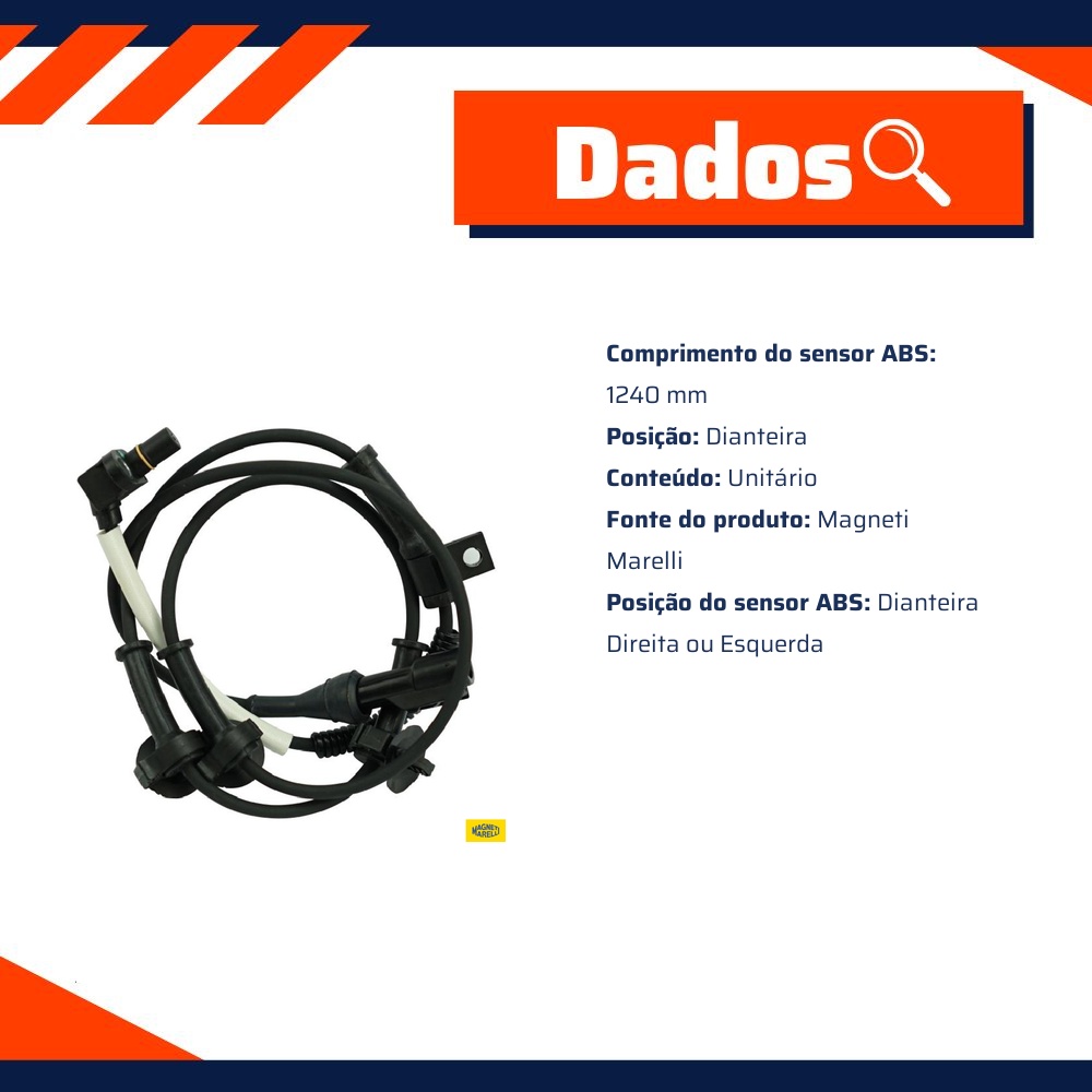 Sensor ABS da Roda Dianteira para Ford Ranger - Magneti Marelli - ABSMM730-DD/DE
