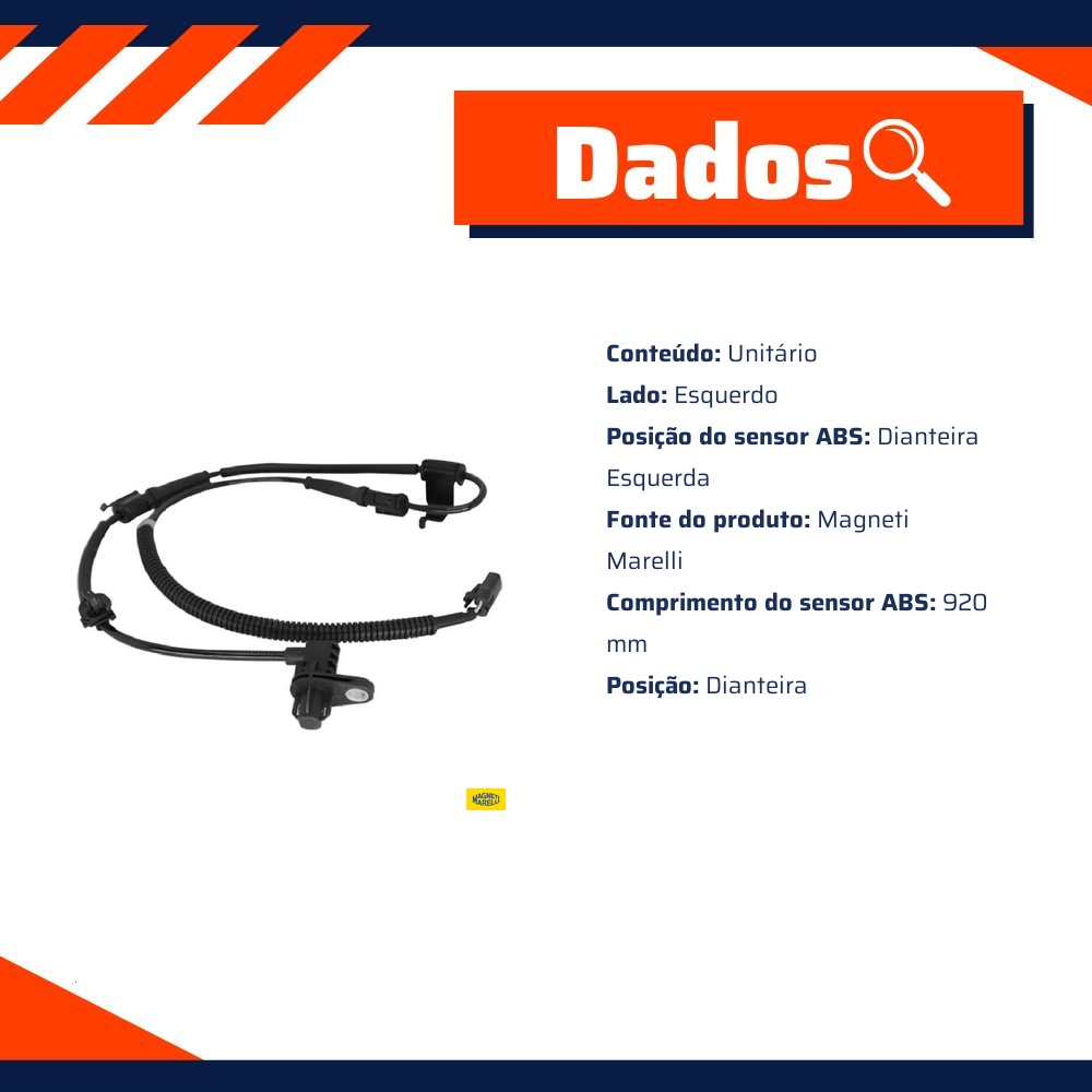 Sensor Abs Da Roda Dianteira Esquerda - Magneti Marelli - ABSMM740-DE