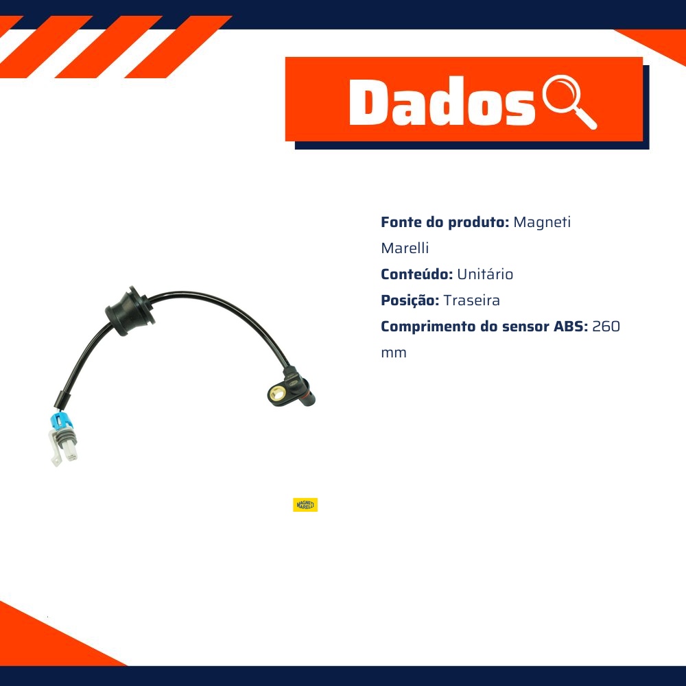 Sensor ABS da Roda Traseira para Chevrolet Captiva - Magneti Marelli - ABSMM430-TD/TE