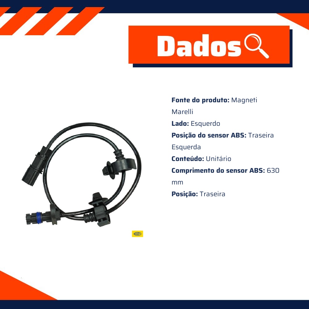 Sensor ABS da Roda Traseira Esquerda para Honda Civic - Magneti Marelli - ABSMM590-TE