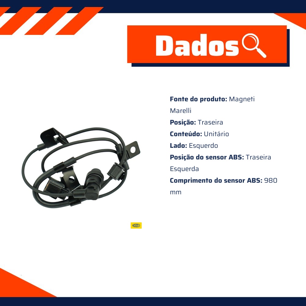 Sensor ABS da Roda Traseira Esquerda para Mitsubishi L200 - Magneti Marelli - ABSMM470-TE