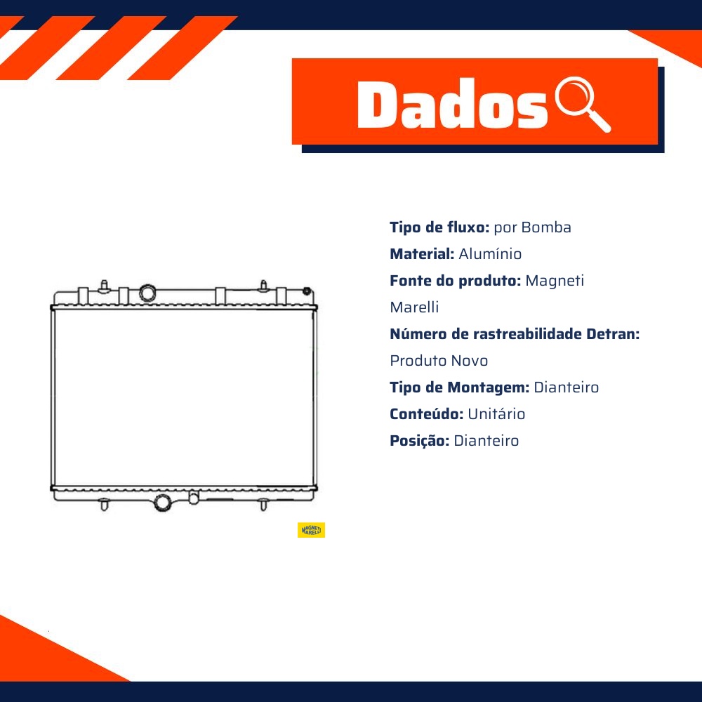 Radiador de Água - Magneti Marelli - RMM1302PE