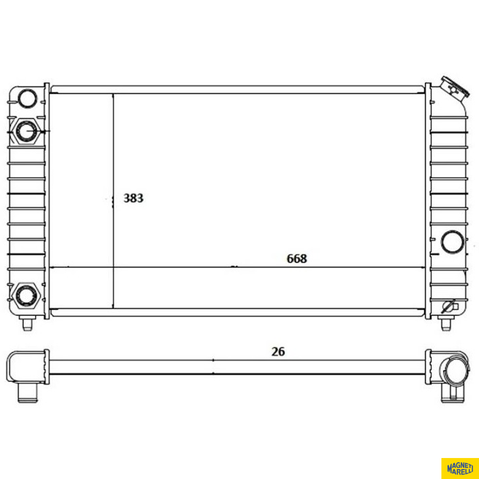 Radiador de Água para Chevrolet Blazer e S10 - Magneti Marelli - RMM1057RGM