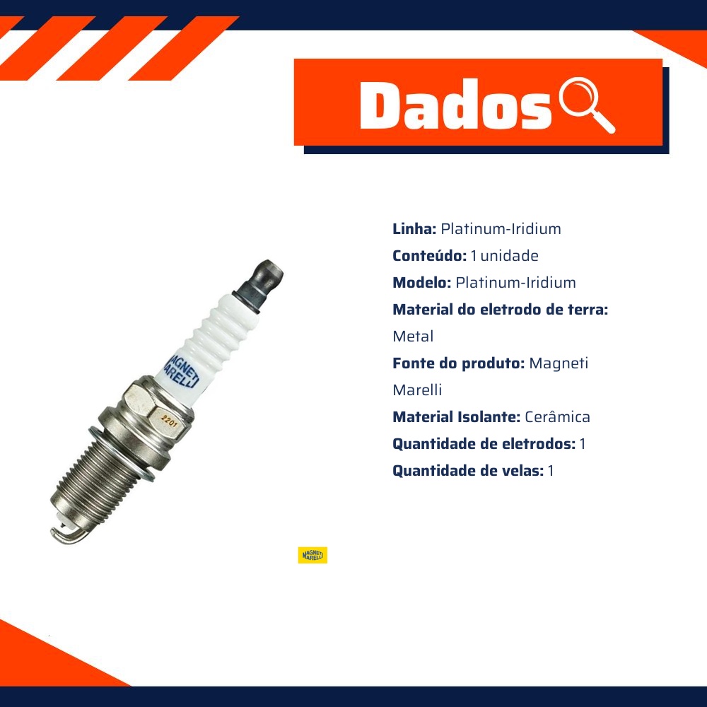 Vela de Ignição Platinum-Iridium - Magneti Marelli - K6RBIPMM-11