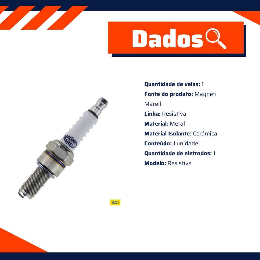 Vela de Ignição Resistiva para Suzuki Burgman AN 125 - Magneti Marelli - BR6CMM