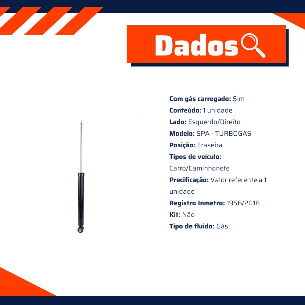 Amortecedor SPA Turbogas Traseiro Direito ou Esquerdo da Suspensão para Ford Fiesta e Fiesta Sedan - Cofap - SGB27471