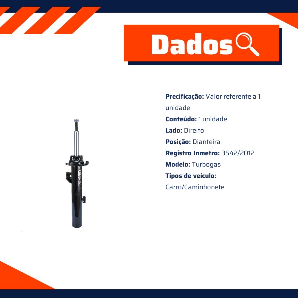 Amortecedor Turbogas Dianteiro Direito da Suspensão - Cofap - GP33508