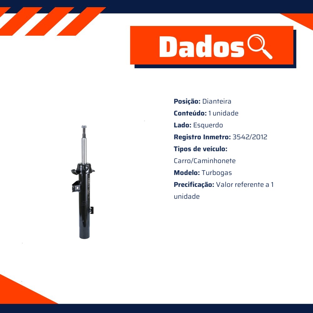 Amortecedor Turbogas Dianteiro Esquerdo da Suspensão - Cofap - GP33509