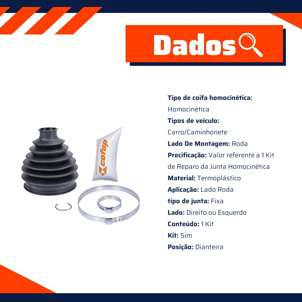 Kit De Reparo Para Junta Homocinética Fixa Dianteira - Cofap - KJH01111