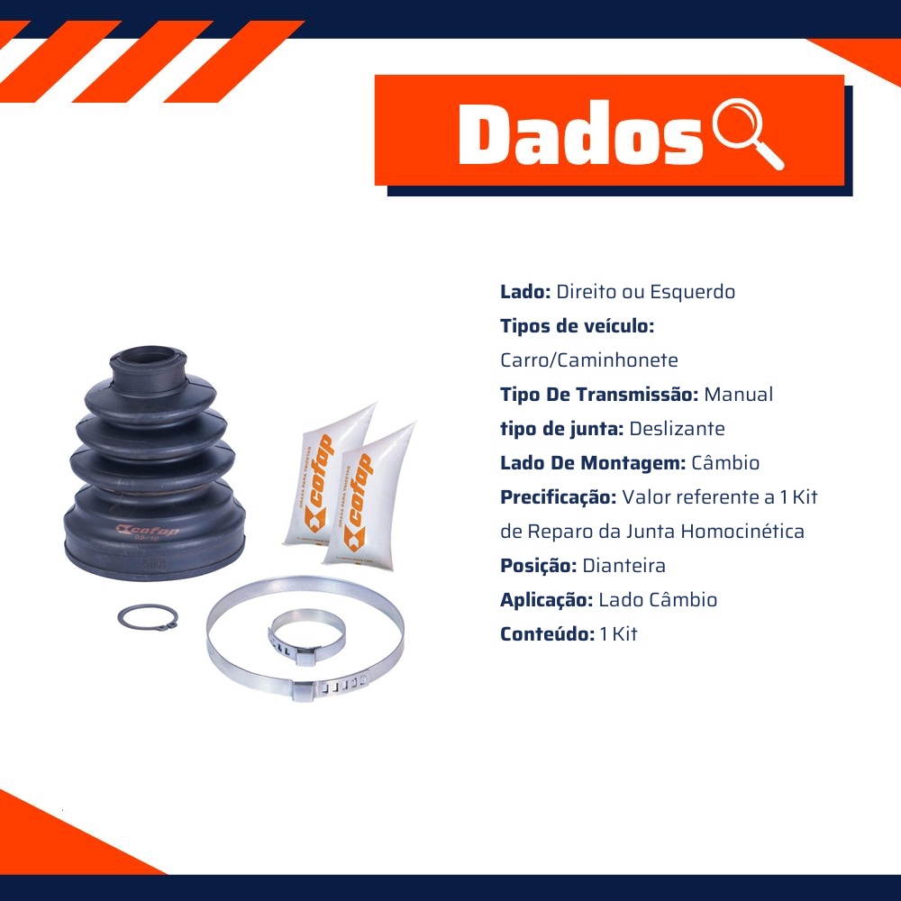 Kit De Reparo Para Junta Homocinética Deslizante Dianteira - Cofap - KJD18002