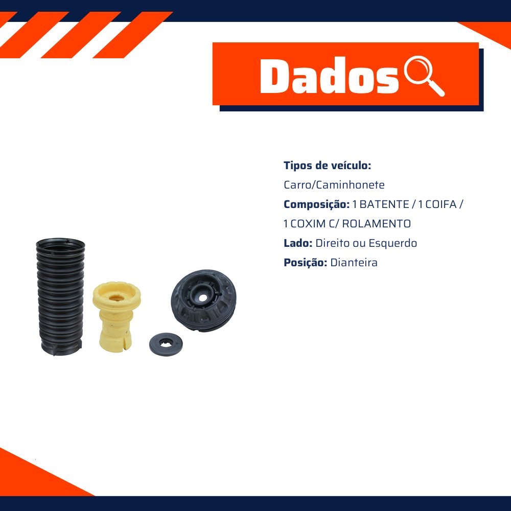 Kit para Amortecedor com Batente, Coifa e Coxim C/ Rolamento para Toyota YARIS - Cofap - TKC22005