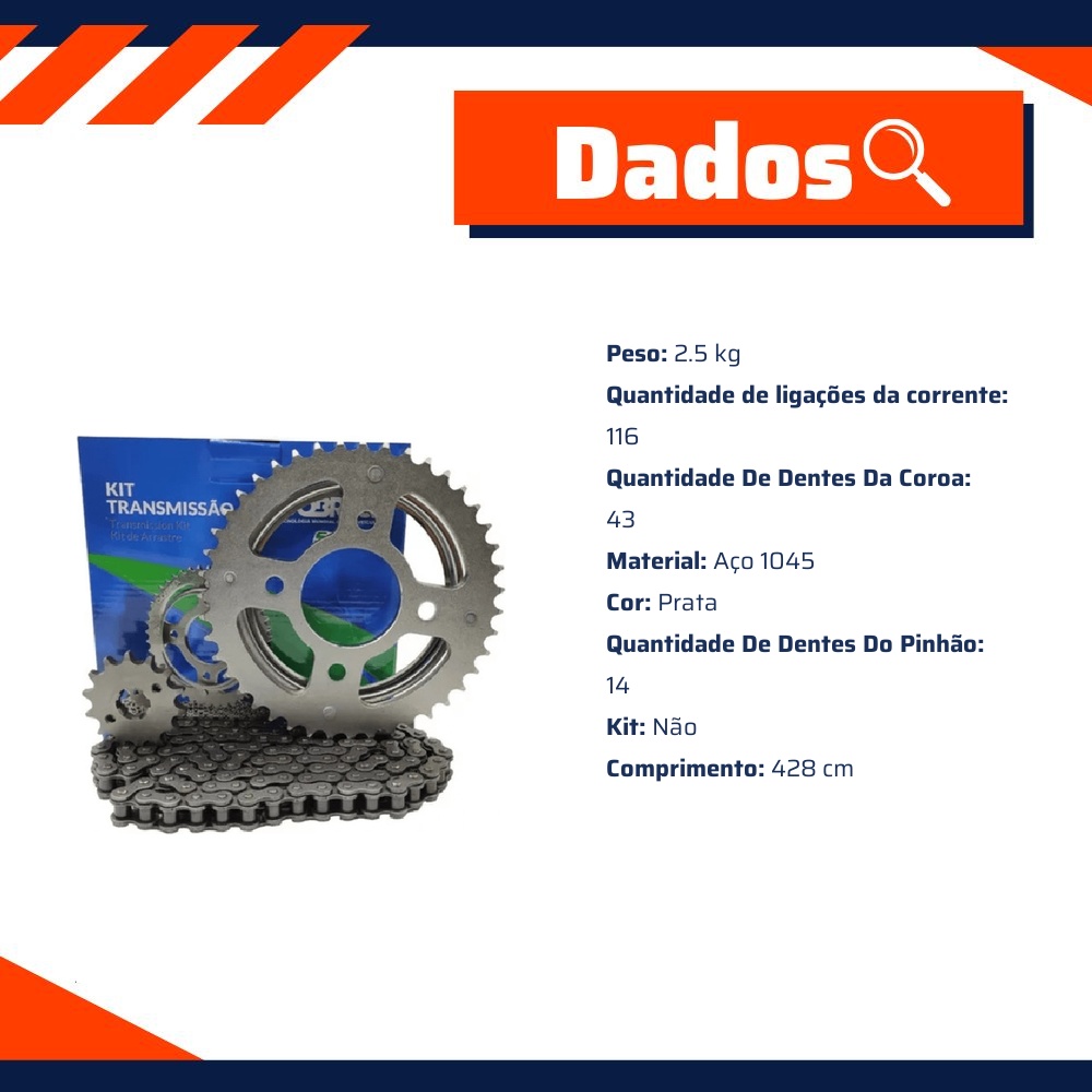 Kit Transmissão para Honda CG 125 - Cobreq - 0006-KR