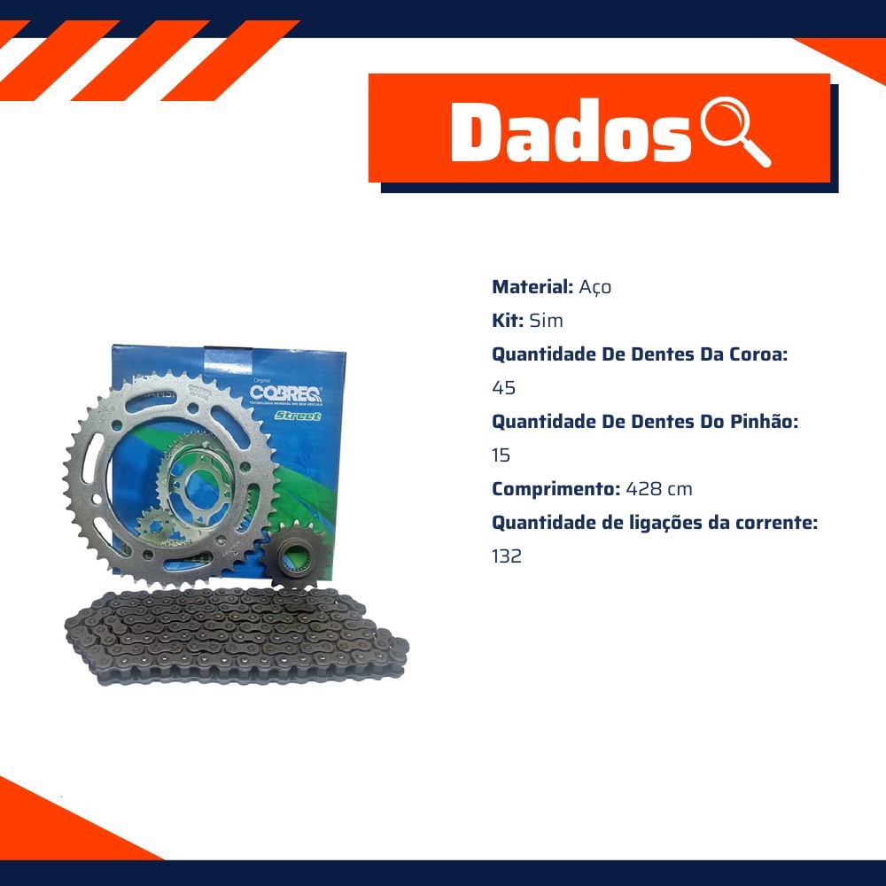 Kit Transmissão para Yamaha YS 250 FAZER - Cobreq - 0007-KR