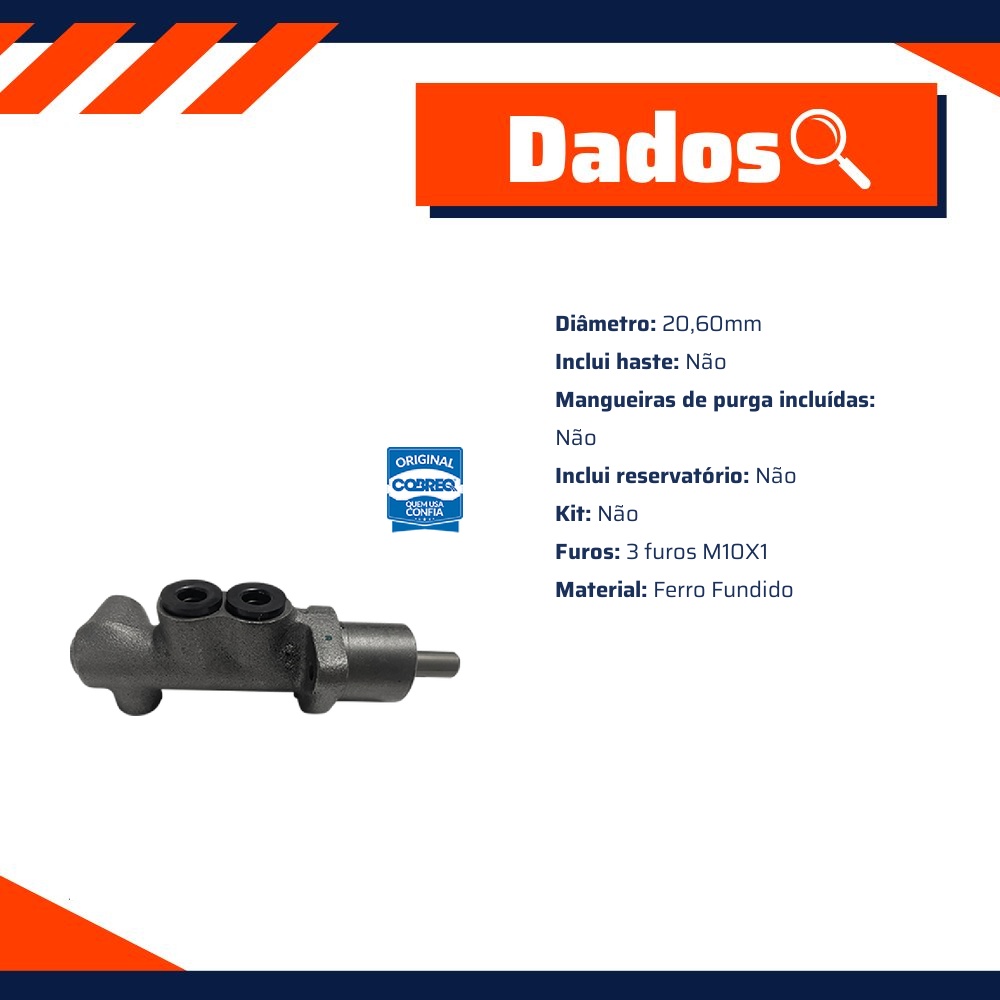 Cilindro Mestre Duplo - Cobreq - 0019-CM