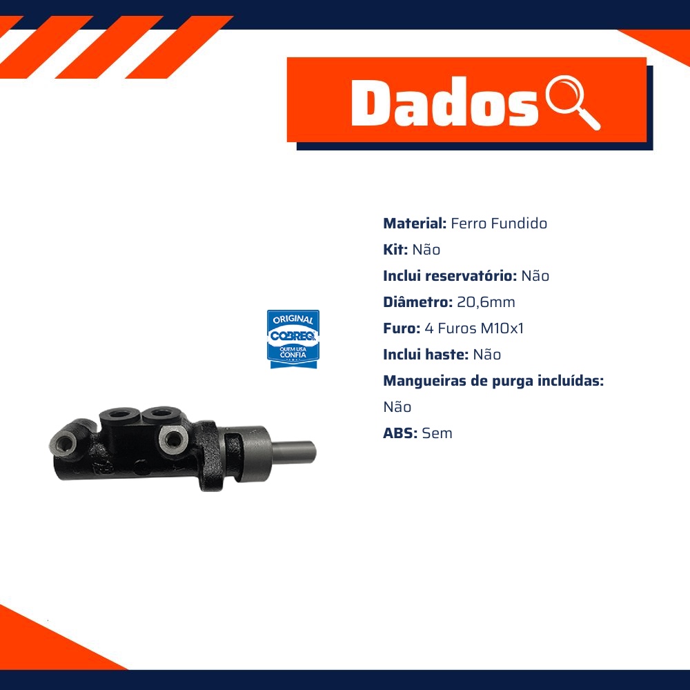 Cilindro Mestre Duplo - Cobreq - 0036-CM
