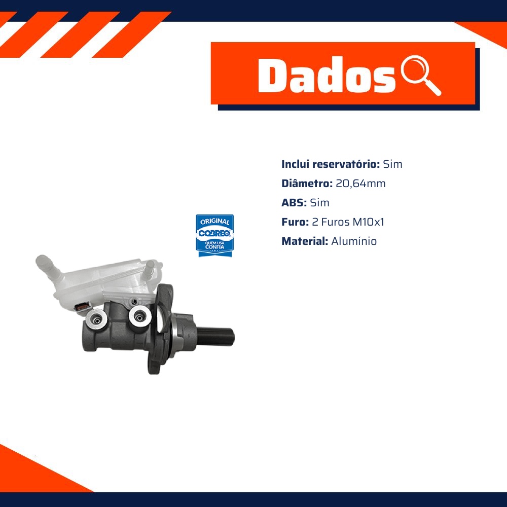 Cilindro Mestre para Ford Fiesta e Fiesta Sedan Com ABS - Cobreq - 0050-CM