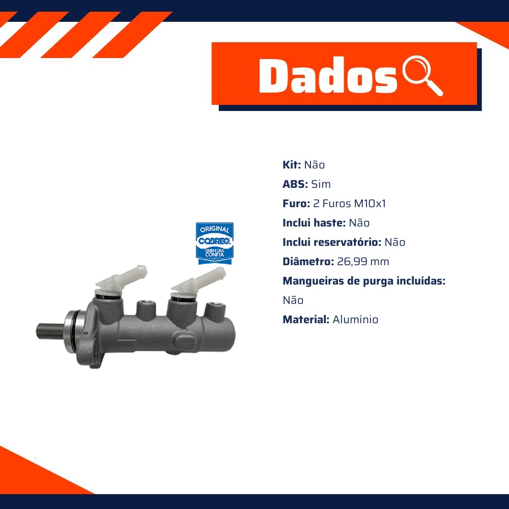 Cilindro Mestre Duplo para Hyundai HR e KIA Bongo - Cobreq - 0054-CM