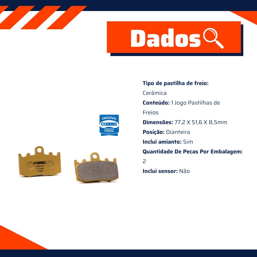 Jogo Pastilha de Freio Cerâmica Dianteira - Cobreq - N-1809C