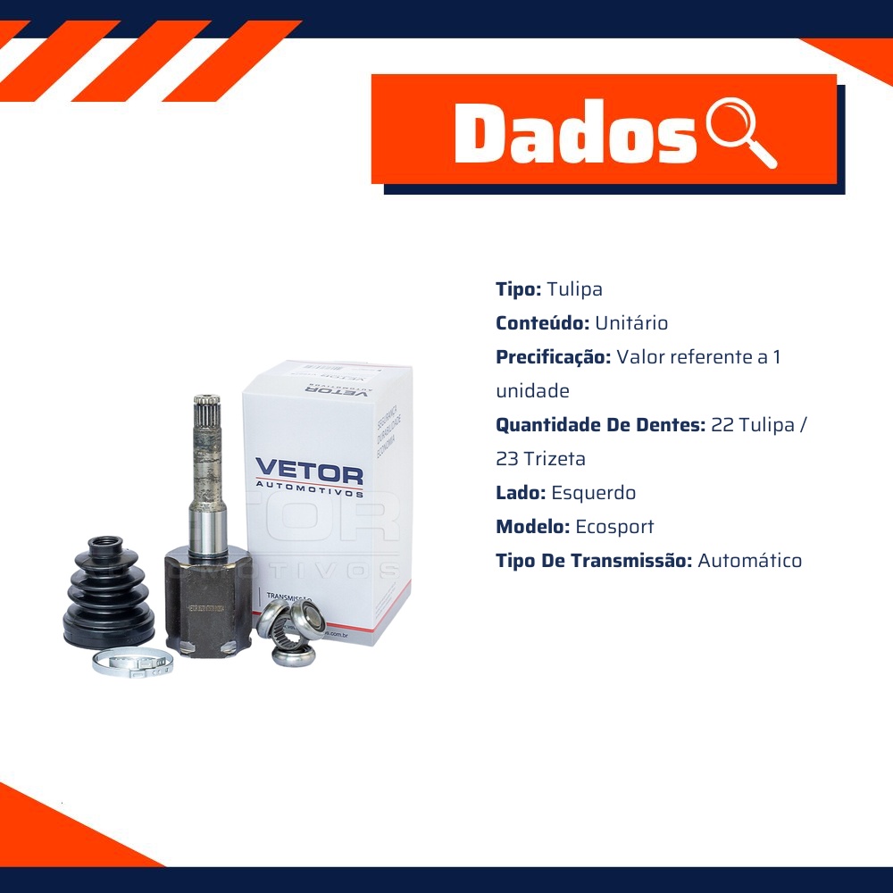 Tulipa Esquerda para Ford Ecosport - Vetor - VT5876