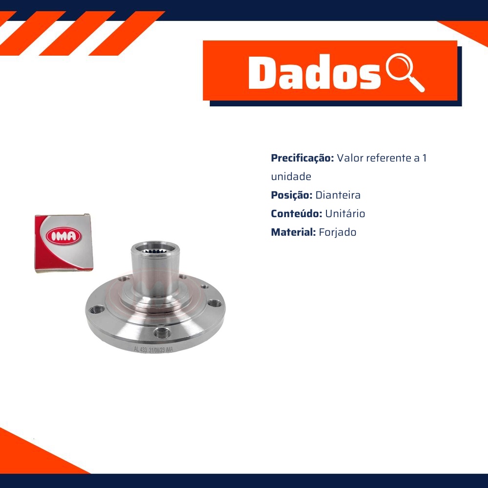 Cubo de Roda Dianteiro Forjado para Fiat Fastback - IMA - AL-433