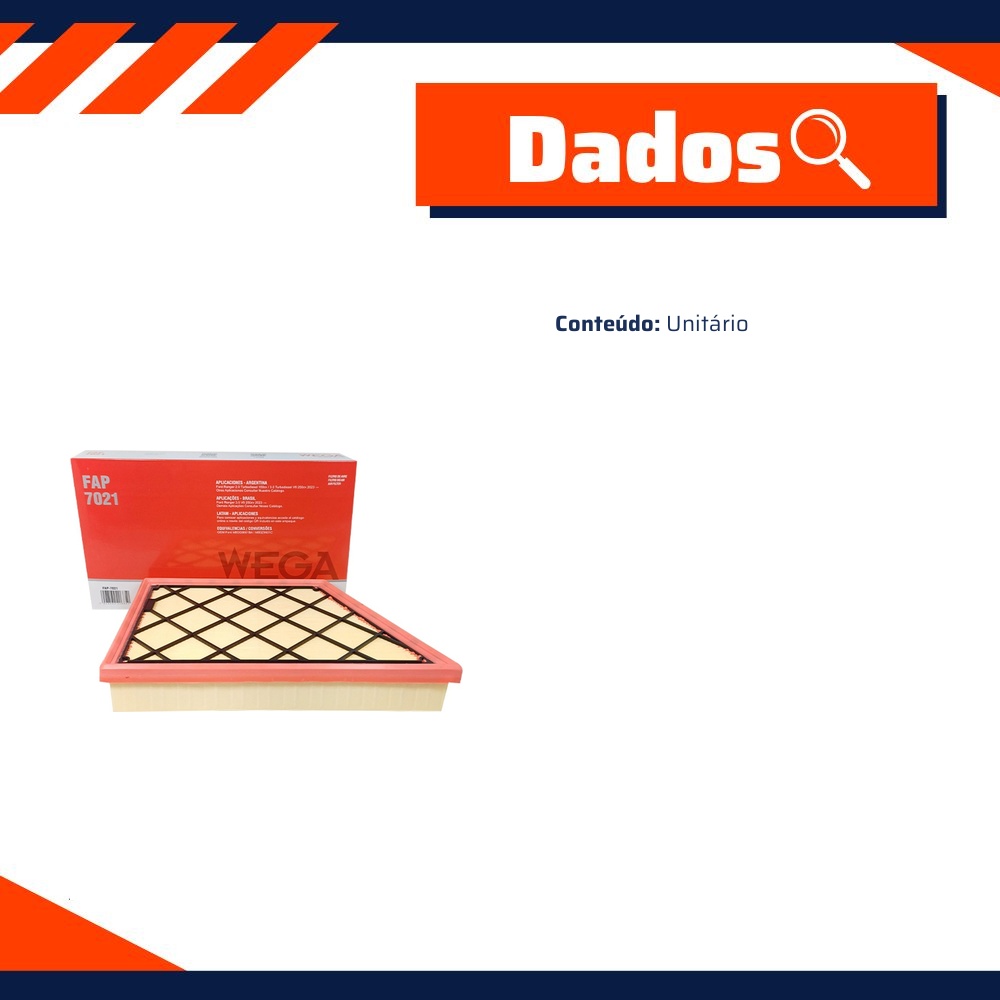 Filtro de Ar para Ford Ranger - Wega - FAP-7021