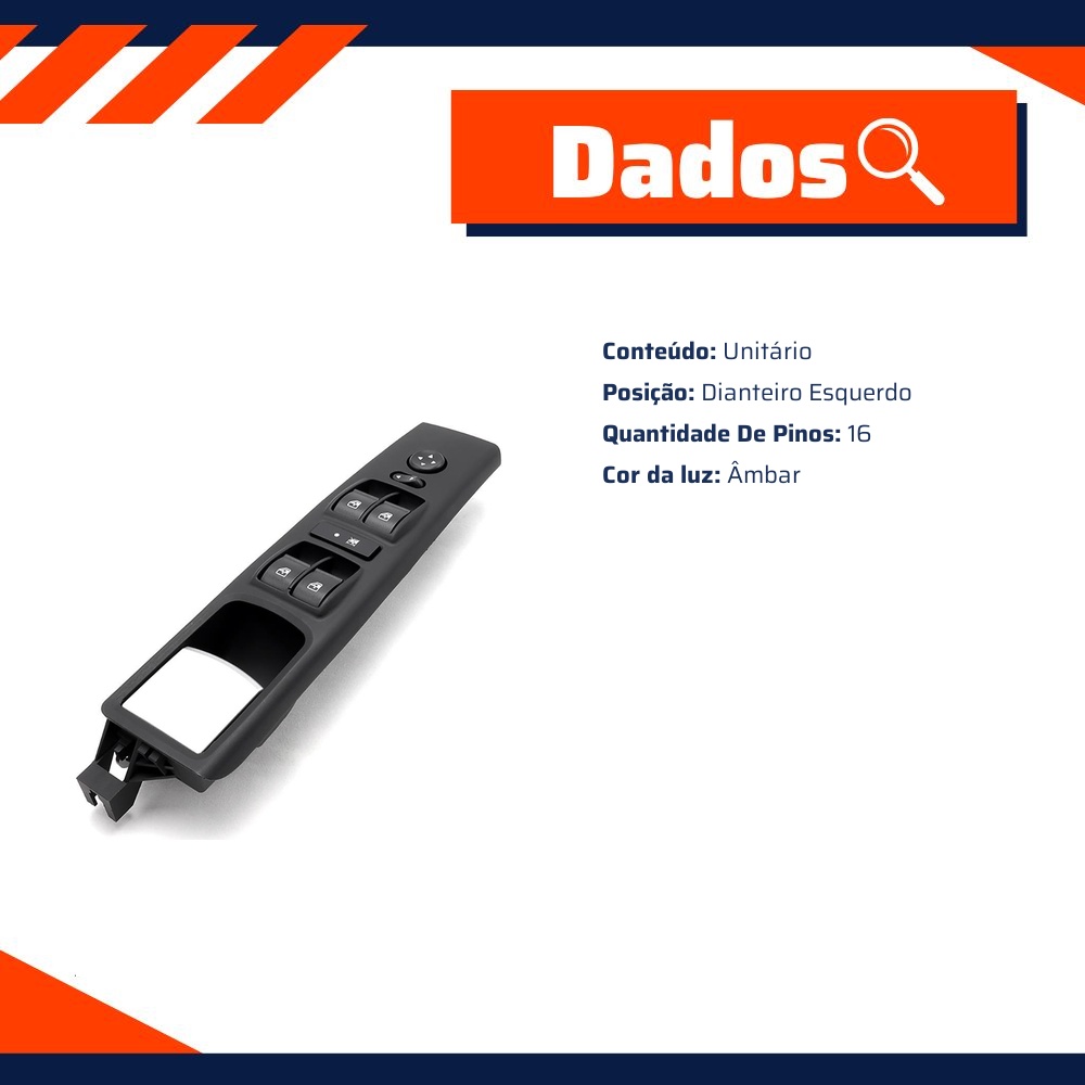 Interruptor Dos Vidros Elétricos para Fiat Idea - Gauss - GE2409