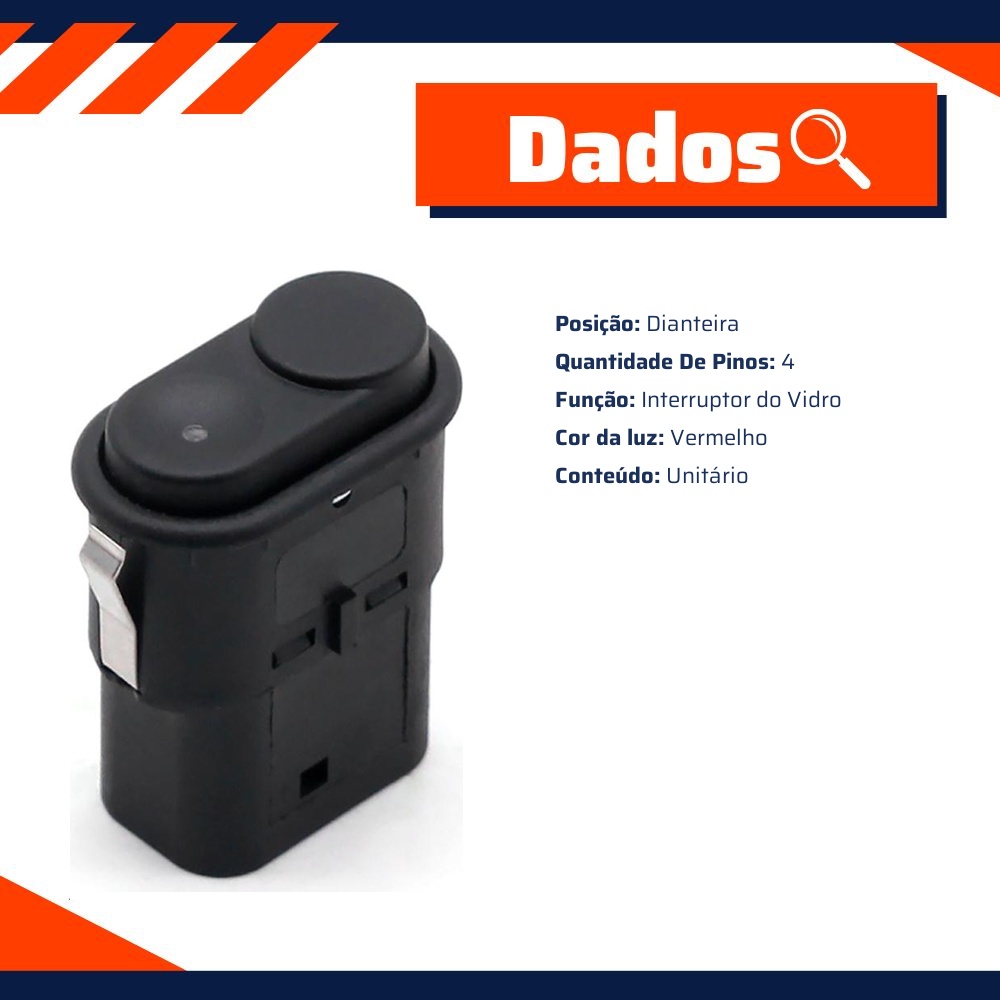 Interruptor do Vidro Elétrico para Volkswagen Crossfox e FOX - Gauss - GE2318