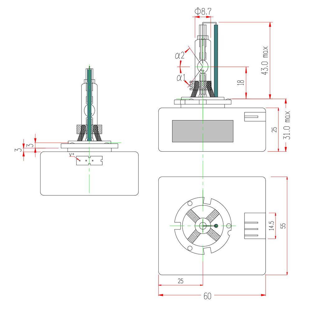 Lampada Xenon D5S - 12V - 25W - C1 - Pk32D-7 - Gl1 - Gauss - GL160D5S