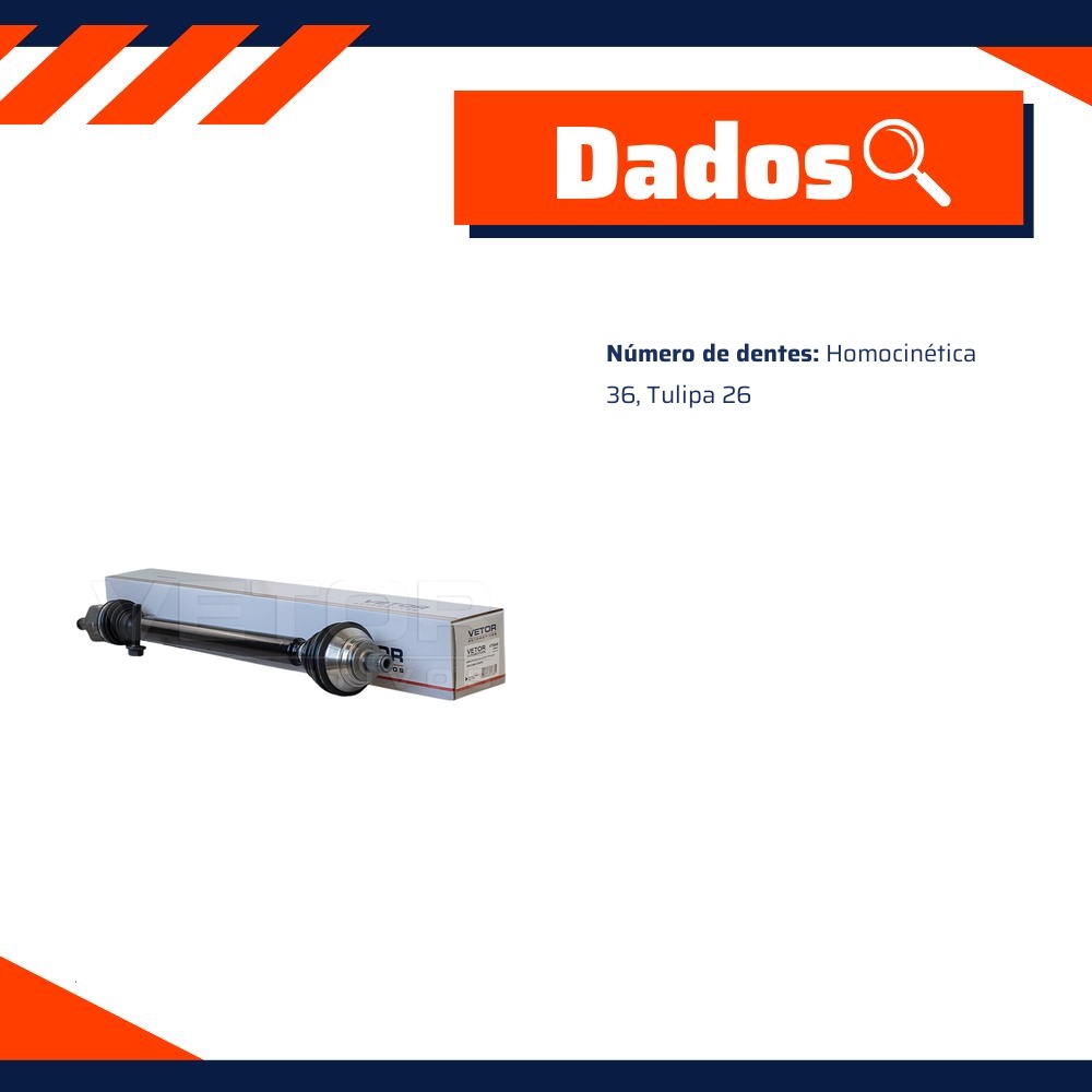 Semi-Eixo para Volkswagen Golf e Jetta - Vetor - VT9840